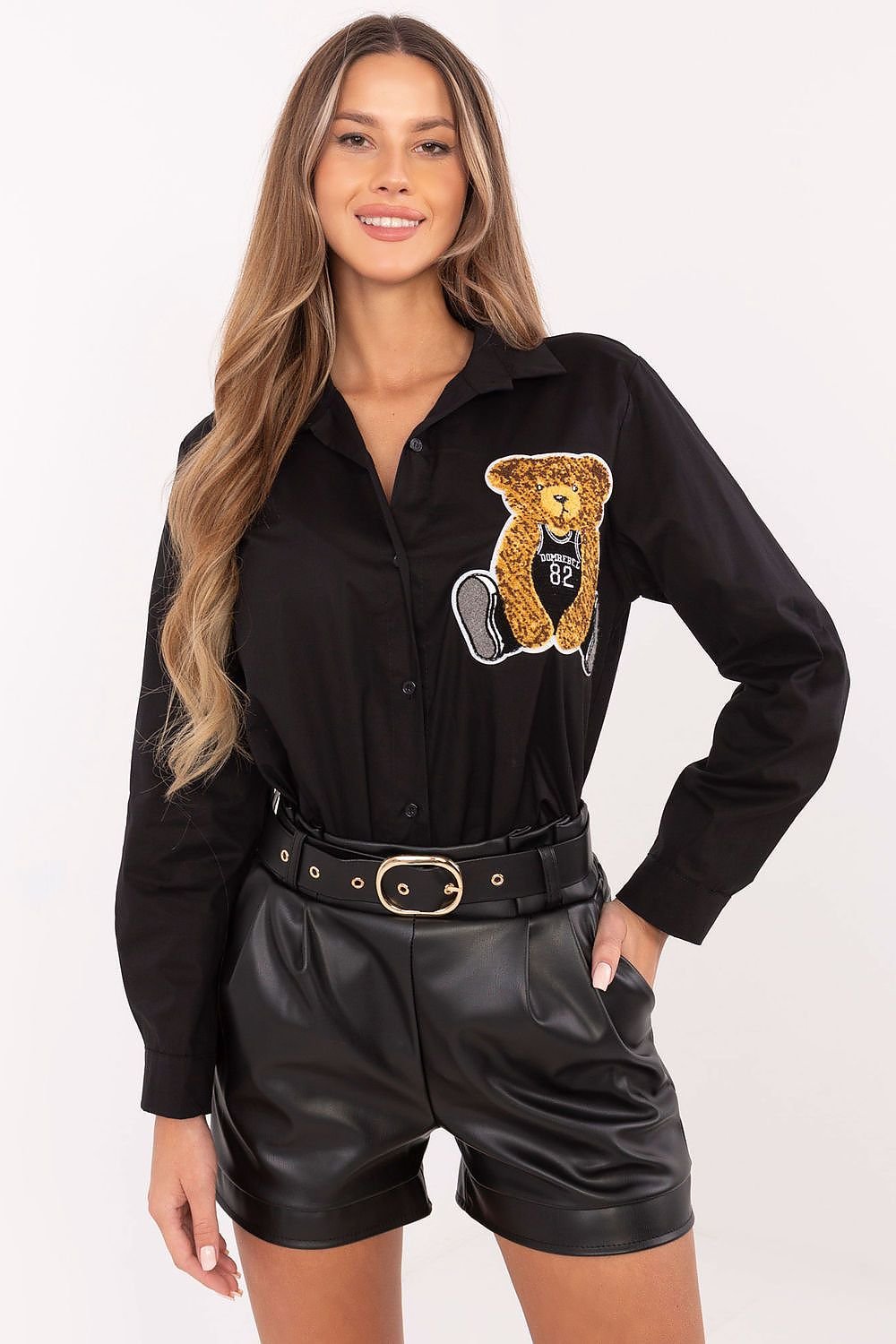 Marškiniai ilgomis rankovėmis italy moda juodi – moteriškas drabužis