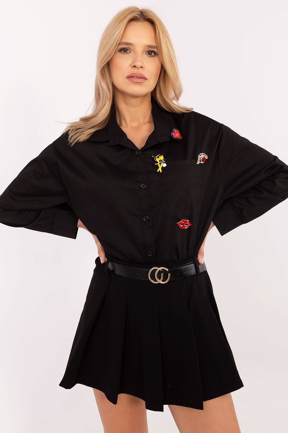 Marškiniai ilgomis rankovėmis italy moda juodi – moteriškas drabužis