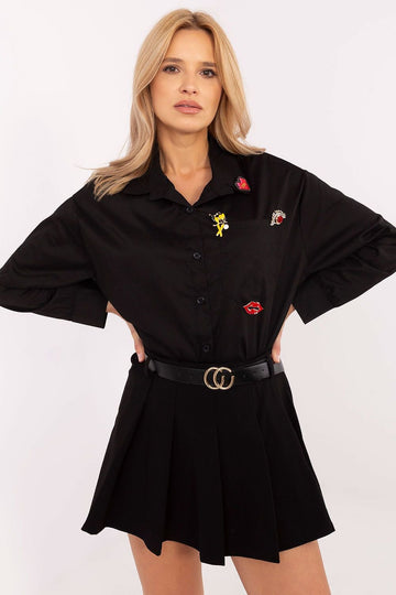 Marškiniai ilgomis rankovėmis italy moda juodi – moteriškas drabužis