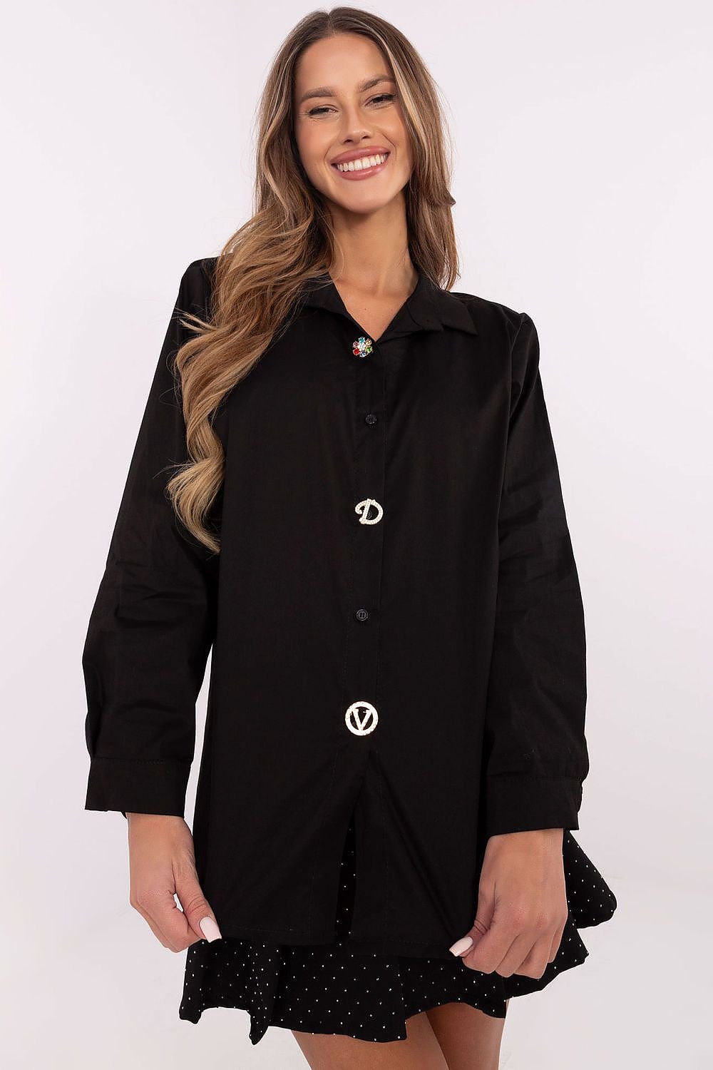 Marškiniai ilgomis rankovėmis italy moda juodi – moteriškas drabužis