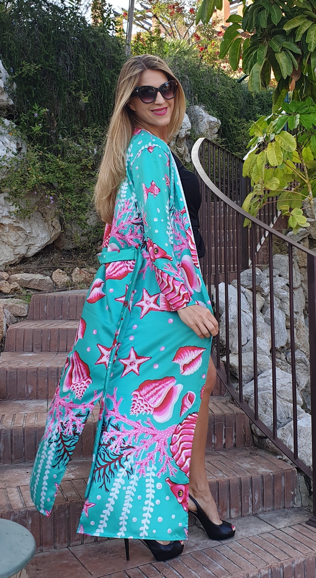 Rožinio jūrų arkliuko kimono – moteriškas drabužis