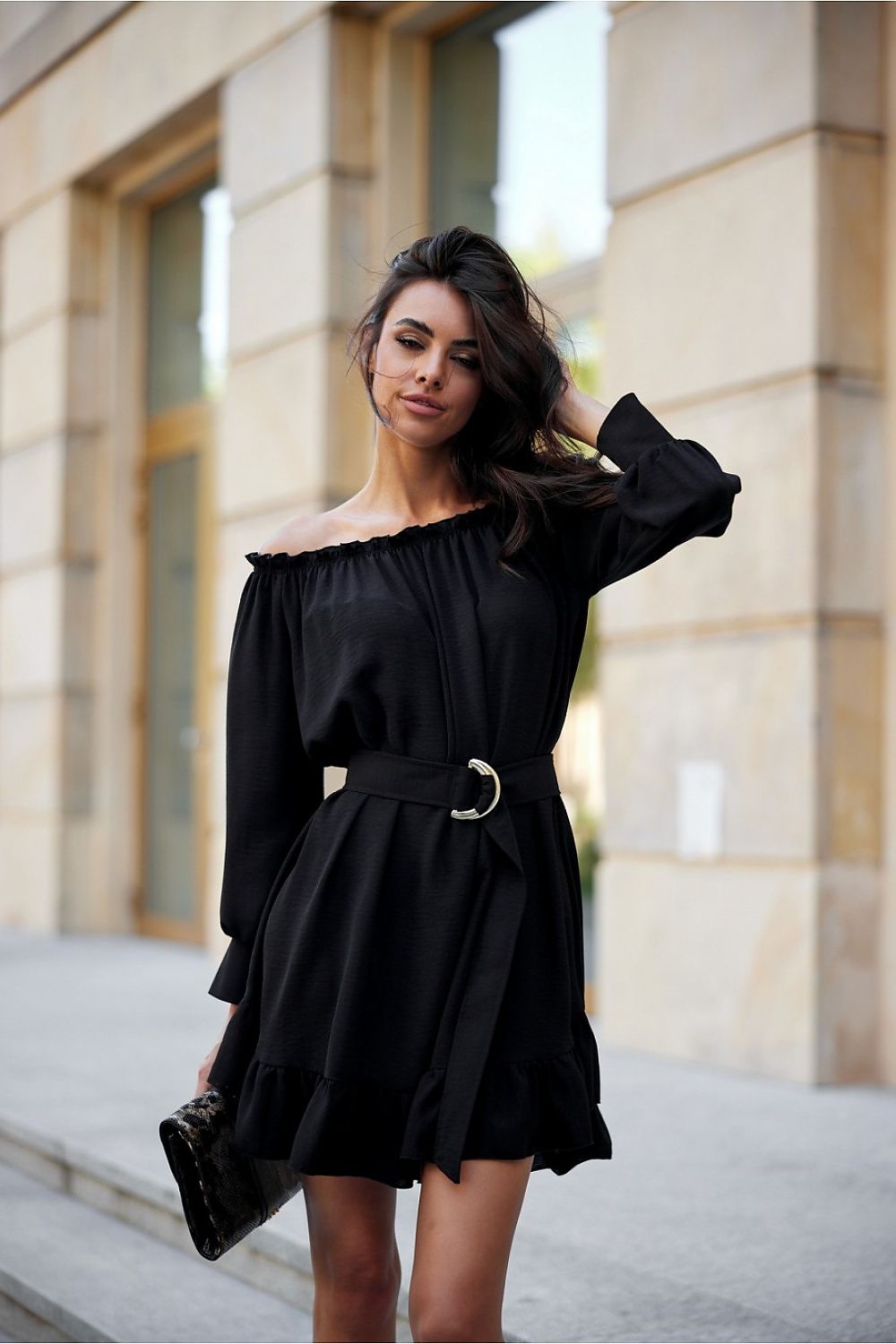 Dienos suknelė roco fashion juoda – moteriškas drabužis