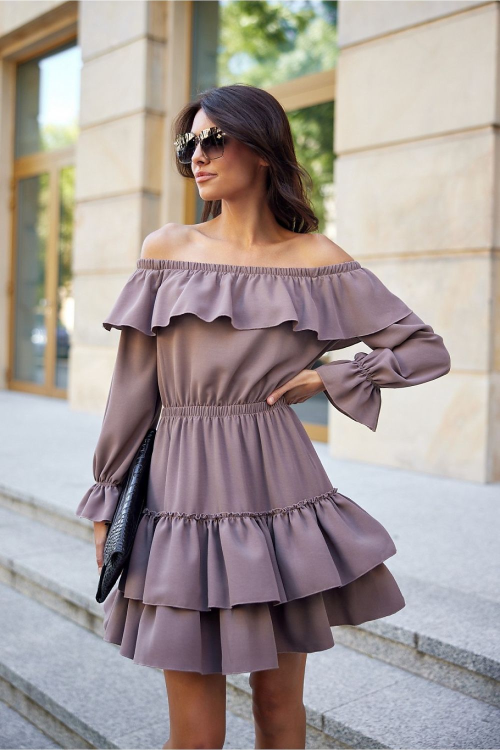 Dienos suknelė roco fashion smėlio spalvos – moteriškas drabužis