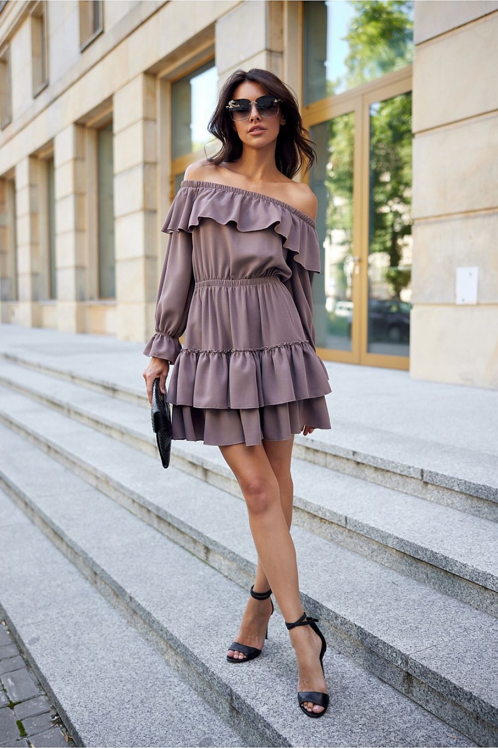 Dienos suknelė roco fashion smėlio spalvos – moteriškas drabužis